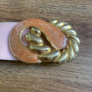 Beautiful vintage big pink and faux gold, and marble belt